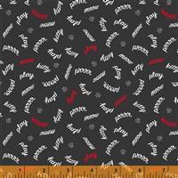Mod Cat Play Words Charcoal Fabric 0.5m
