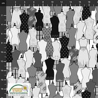 Sew Sew Sew It Mannequins Black & White Fabric 0.5m