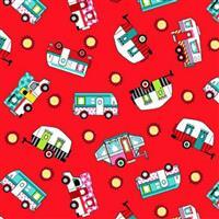 Roamin Holiday in Red Caravan Fabric 0.5m