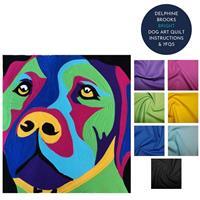 Delphine Brooks Bright Dog Art Quilt Kit: Instructions & 7 FQs