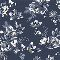Marcia Cornell Gingham Foundry 2021 Floral Navy Fabric 0.5m