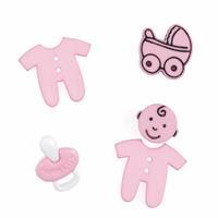 Novelty Baby Pink Buttons Pack of 5