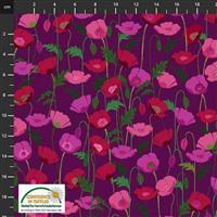 Garden Passion Flowers Purple Fabric 0.5m
