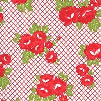 Moda Sunday Stroll in Red Floral Cross Fabric 0.5m