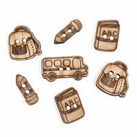 Wooden Buttons School Pack of 7