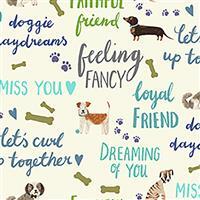 Uptown in Puppy Thoughts Cream Fabric 0.5m