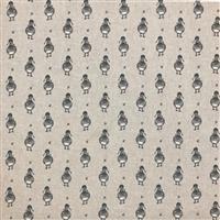 Cotton Rich Linen Look Vintage Ducks Fabric 0.5m