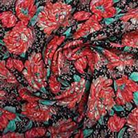 Peony Passion Noir Cotton Poplin Fabric 0.5m