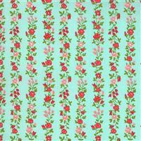 Moda Sunday Stroll in Aqua Floral Stripe Fabric 0.5m