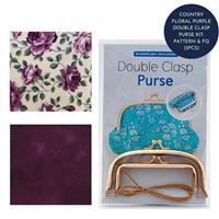 Country Floral Purple Double Clasp Purse Kit: Pattern & FQ (2pcs)