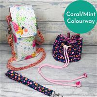 Living in Loveliness Fabulously Fast Fat Quarter Fun Issue 13 Sew Out and About; 4 x Riley Blake FQs Coral/Mint 