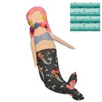 Mermaids Crashing Waves Mythical Mermaid Doll Fabric Bundle: FQ (2pcs), Felt Square (3pcs) & Toy Filling