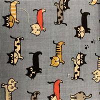 Cats On Blue Fabric 0.5m - exclusive